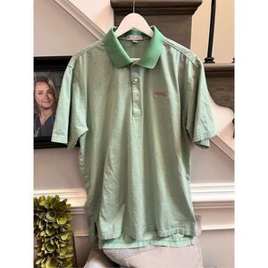 Peter Millar Green & Pink Striped Polo Shirt sz L